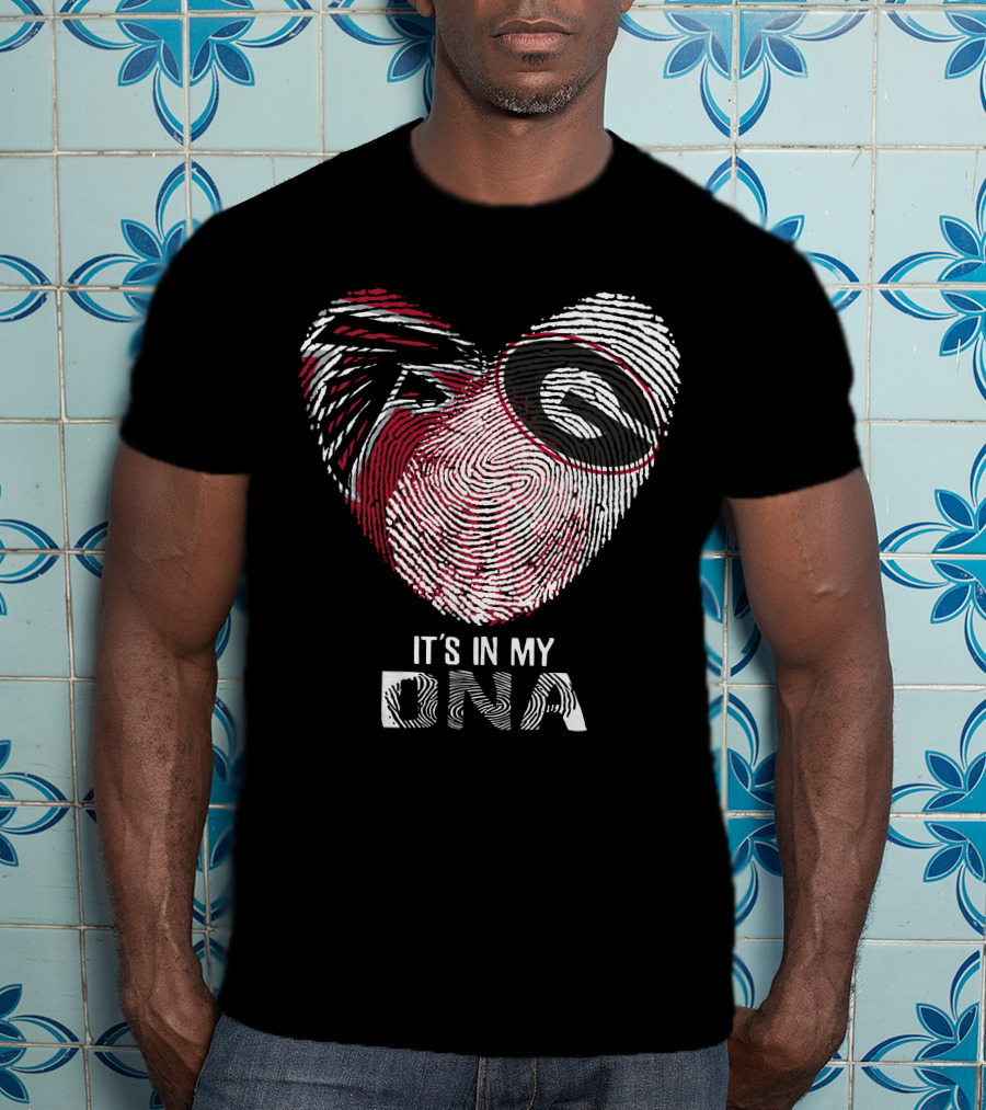 Falcons Bulldogs Heart It's In My Dna Fingerprint T-Shirt