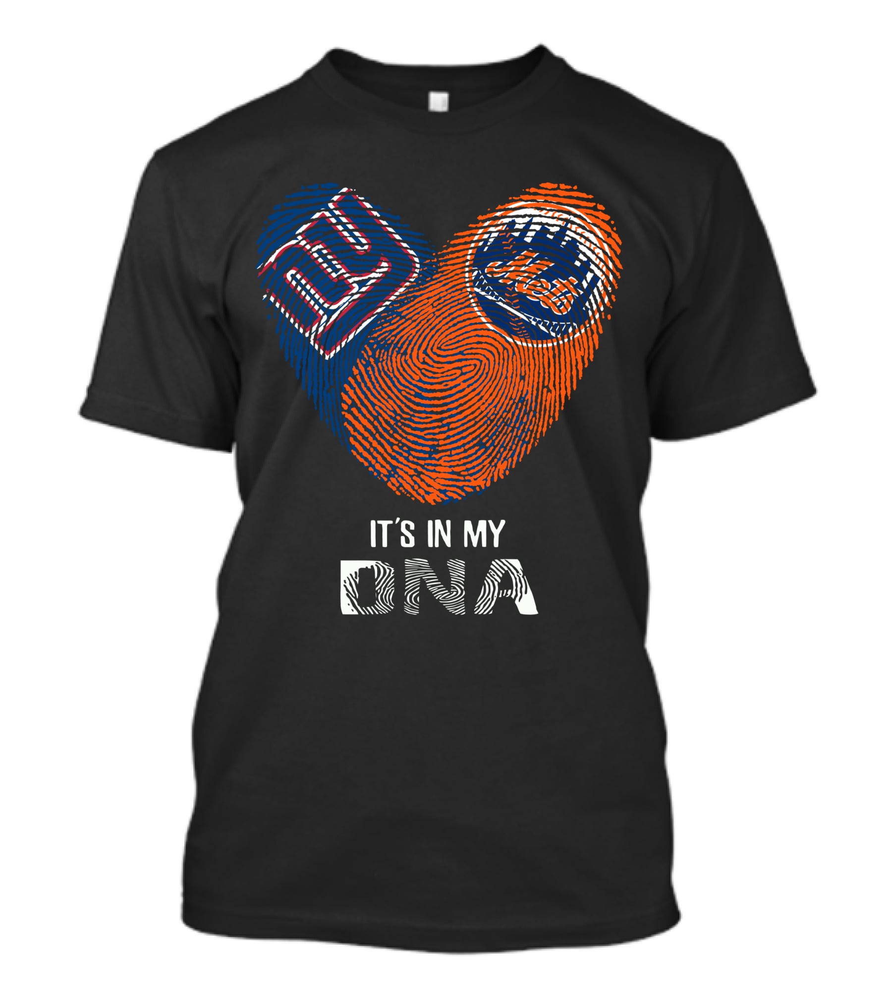 NY Giants Mets It's In My DNA Fingerprint Heart T-Shirt