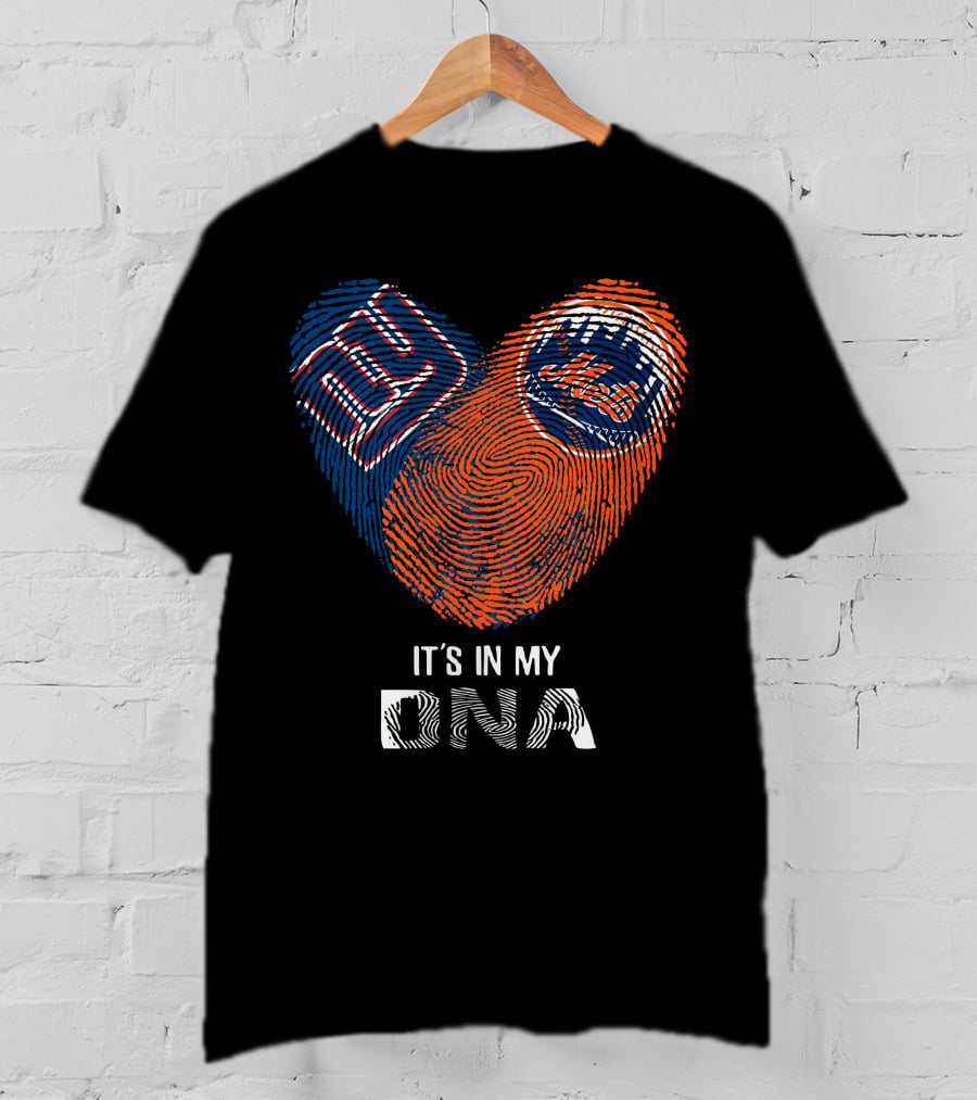 NY Giants Mets It's In My DNA Fingerprint Heart T-Shirt