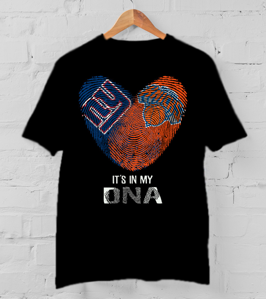 Giants Knicks It's In My DNA Fingerprint Heart T-Shirt