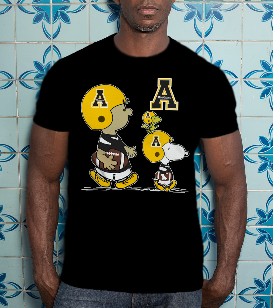 Appalachian State Mountaineers Snoopy And Woodstock Football Helmet T-Shirt