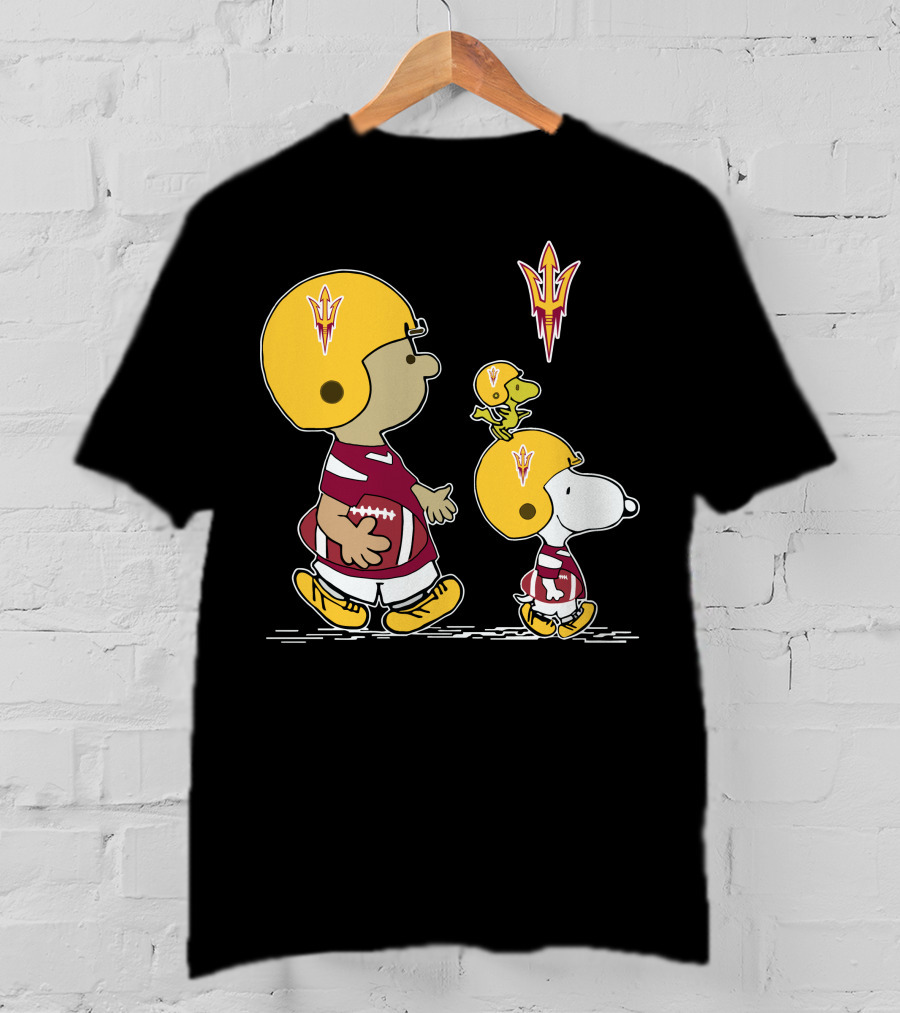 Arizona State Sun Devils Snoopy And Woodstock Football Helmets T-Shirt