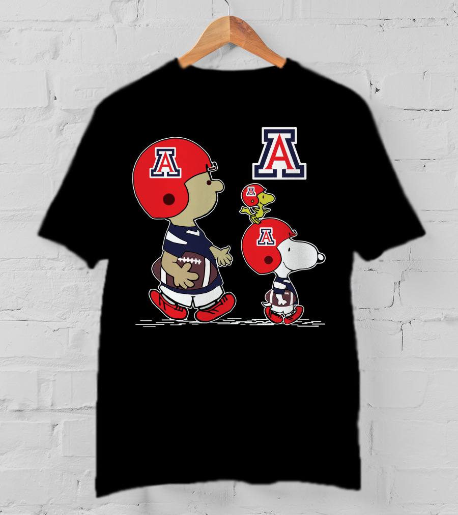 Arizona Wildcats Snoopy Football Peanuts Characters In Team Helmets T-Shirt