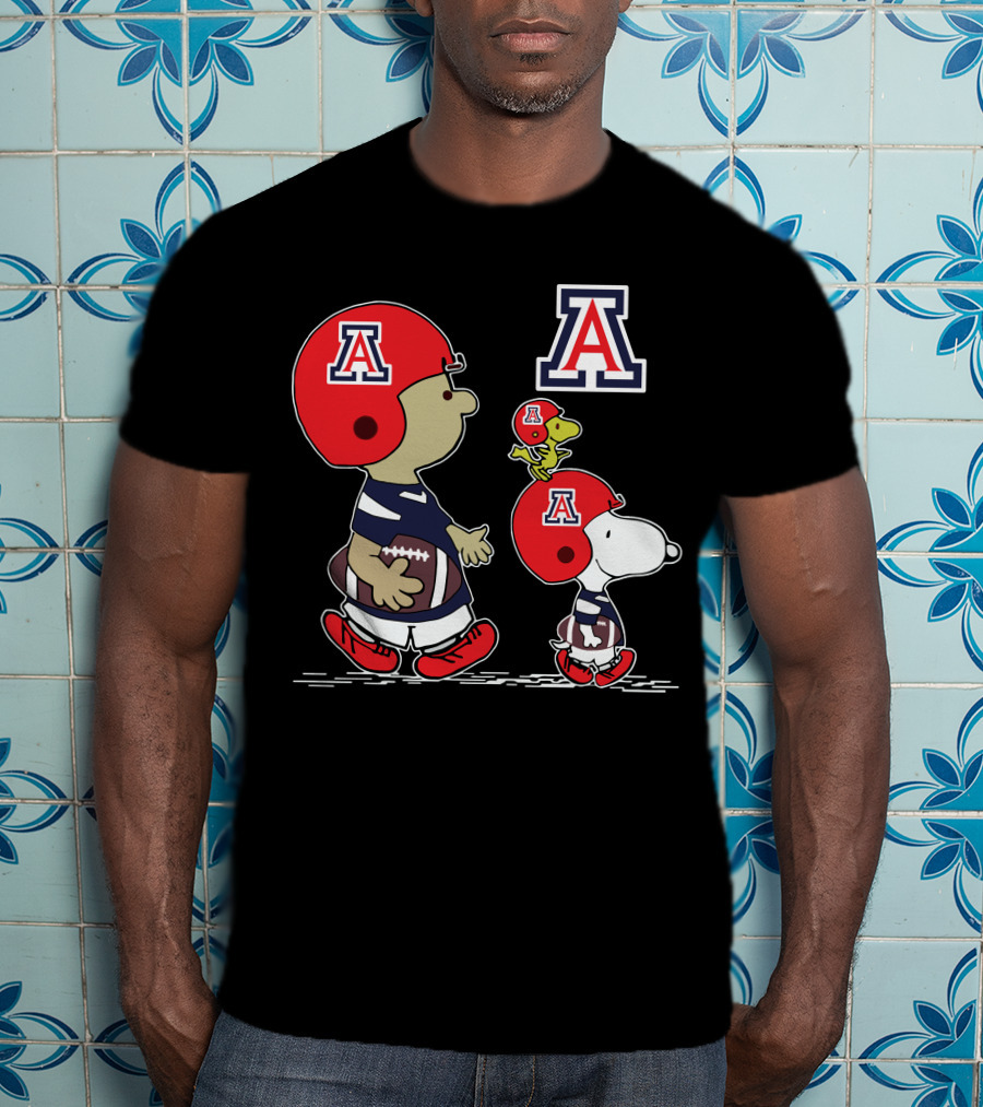 Arizona Wildcats Snoopy Football Peanuts Characters In Team Helmets T-Shirt