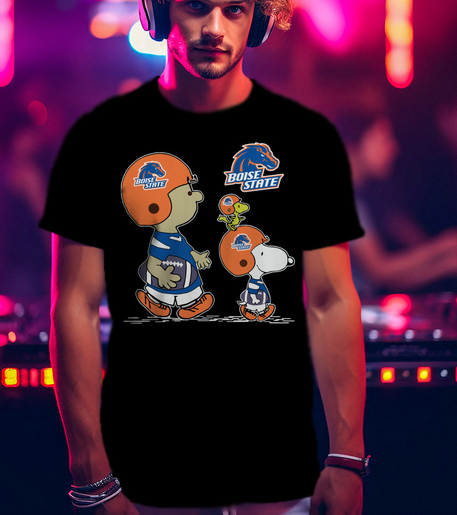 Boise State Broncos Snoopy And Woodstock Football Adventure T-Shirt