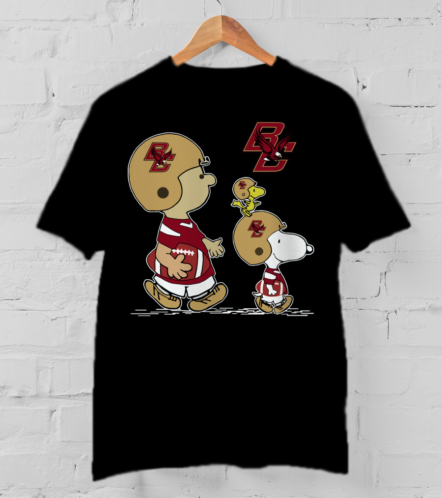 Boston College Eagles Snoopy And Woodstock Football Team Spirit T-Shirt