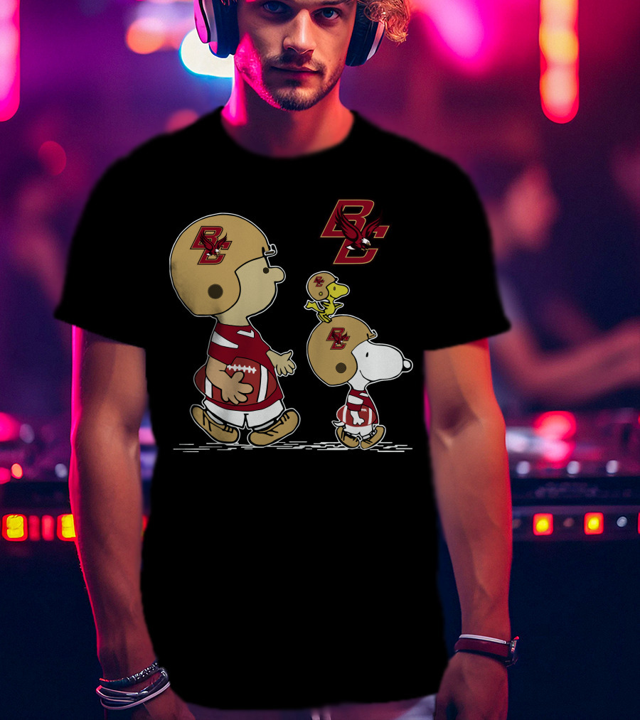 Boston College Eagles Snoopy And Woodstock Football Team Spirit T-Shirt
