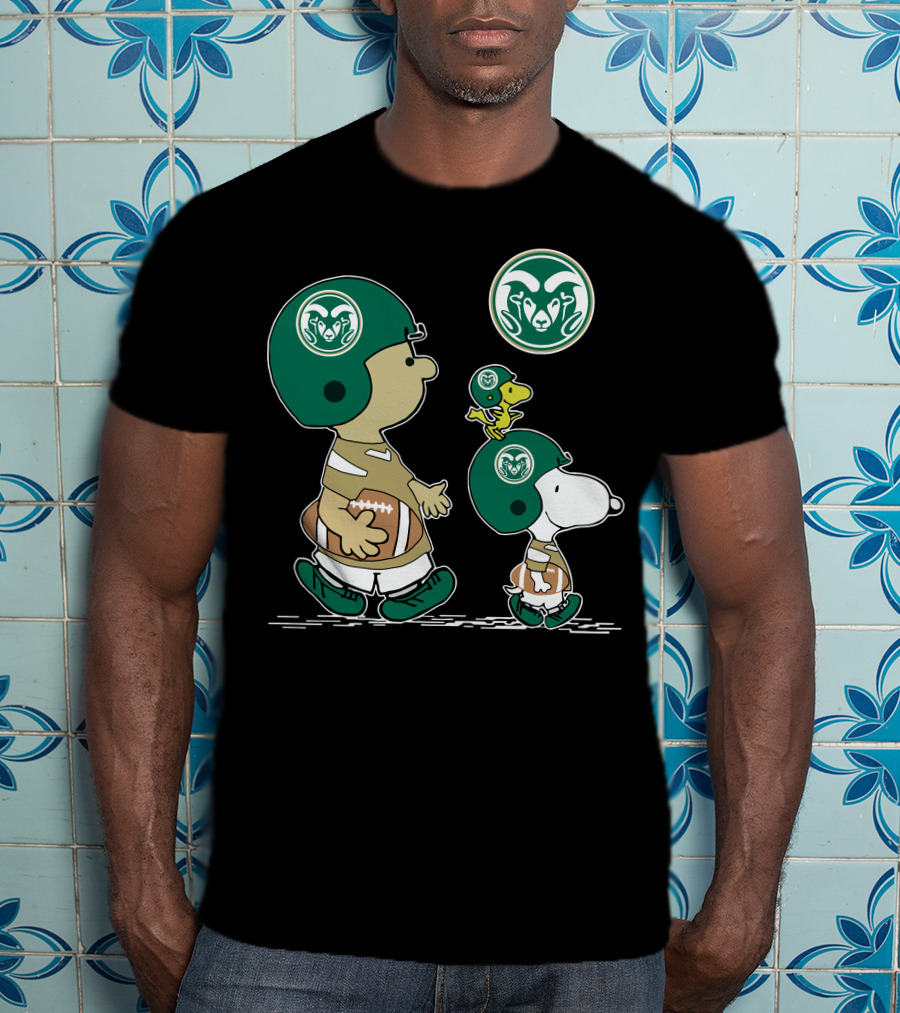 Colorado State Rams Football Snoopy And Woodstock Team Helmet T-Shirt