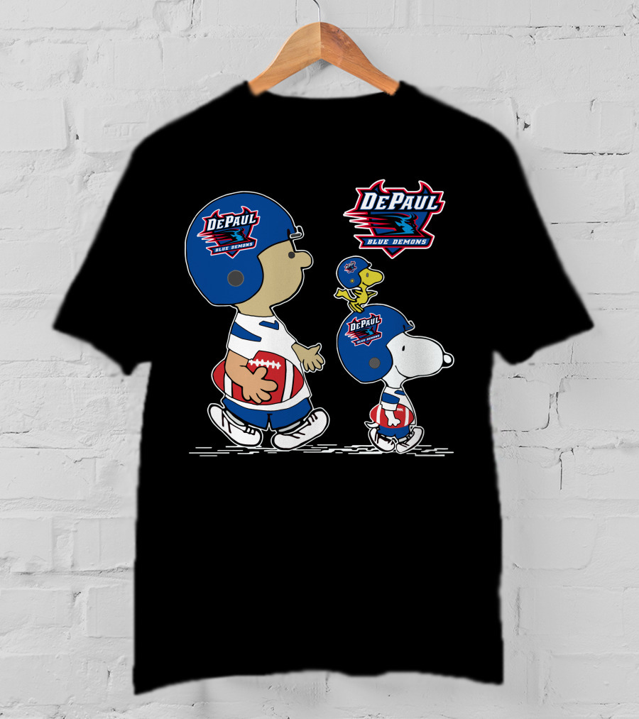 DePaul Blue Demons Snoopy And Woodstock Football Helmets T-Shirt