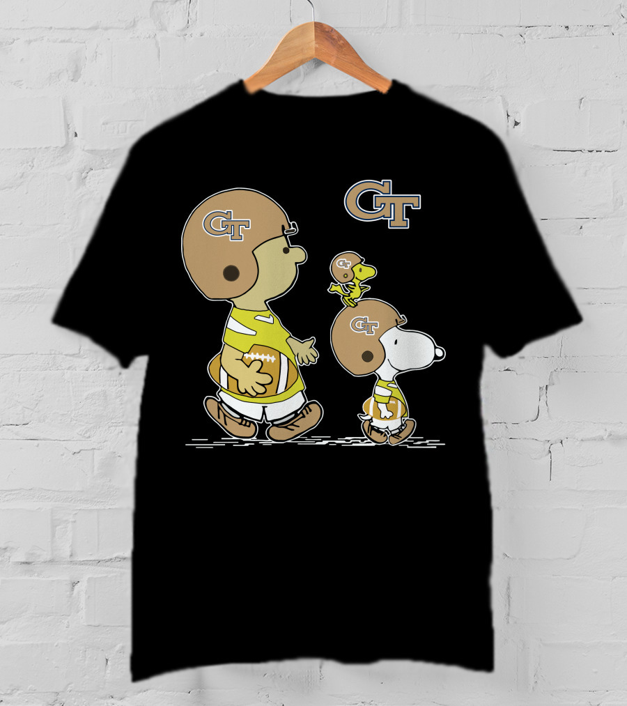 Georgia Tech Yellow Jackets Snoopy And Woodstock Football Duo T-Shirt