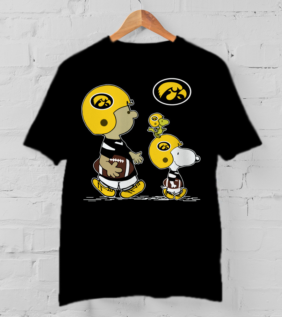 Iowa Hawkeyes Snoopy Football Peanuts Characters With Helmets T-Shirt