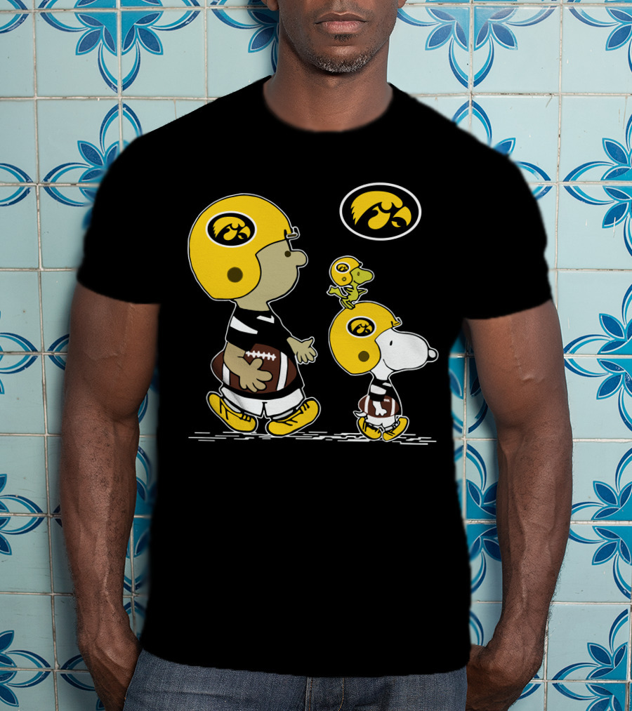Iowa Hawkeyes Snoopy Football Peanuts Characters With Helmets T-Shirt