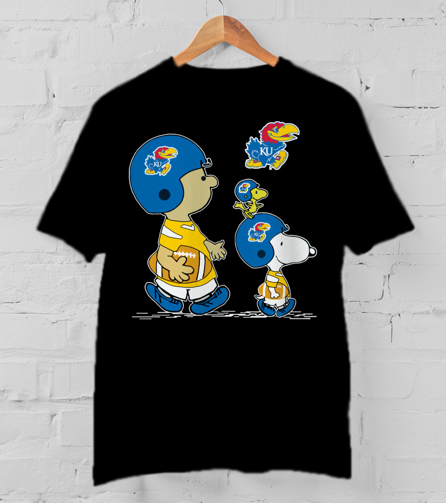 Kansas Jayhawks Snoopy Football Peanuts Characters T-Shirt