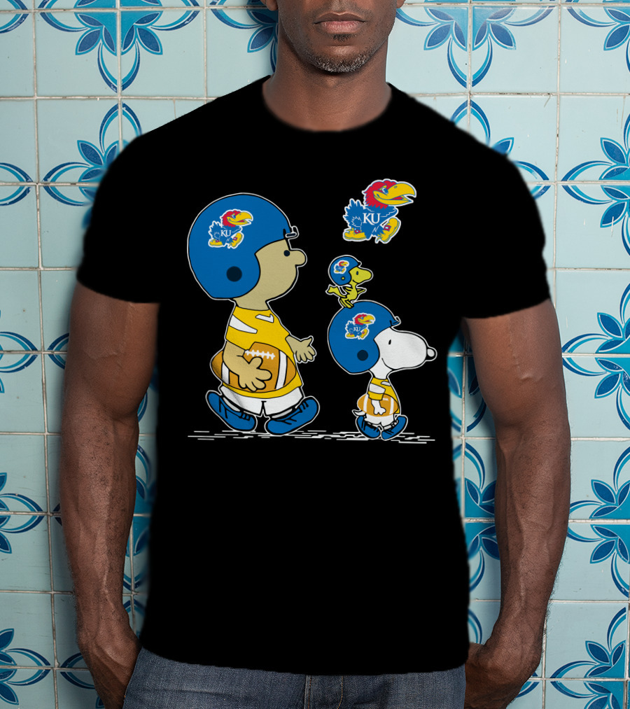 Kansas Jayhawks Snoopy Football Peanuts Characters T-Shirt