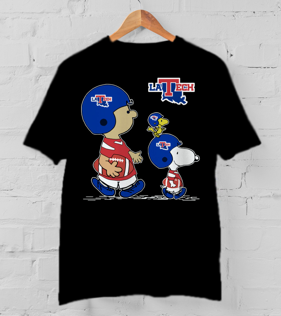 La Tech Football Peanuts Characters Snoopy Woodstock T-Shirt