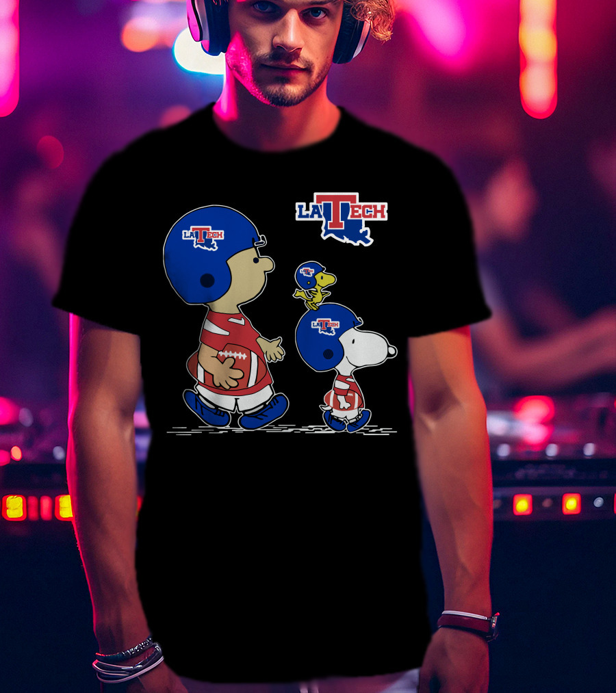 La Tech Football Peanuts Characters Snoopy Woodstock T-Shirt