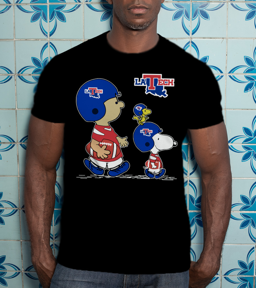 La Tech Football Peanuts Characters Snoopy Woodstock T-Shirt