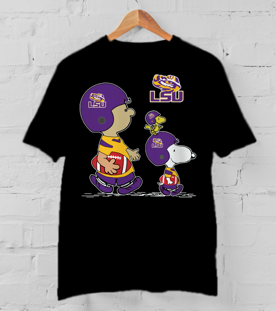 LSU Tigers Snoopy Football Charlie Brown Woodstock T-Shirt