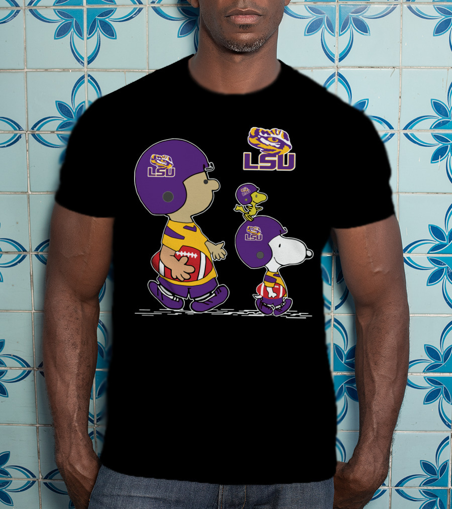 LSU Tigers Snoopy Football Charlie Brown Woodstock T-Shirt