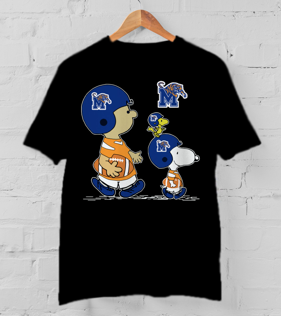 Memphis Tigers Snoopy Football Charlie Brown Woodstock T-Shirt