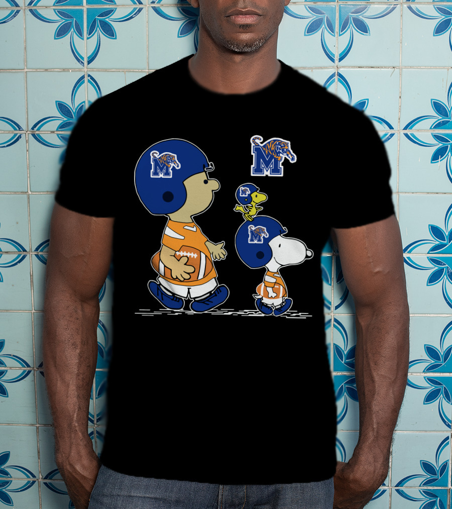 Memphis Tigers Snoopy Football Charlie Brown Woodstock T-Shirt