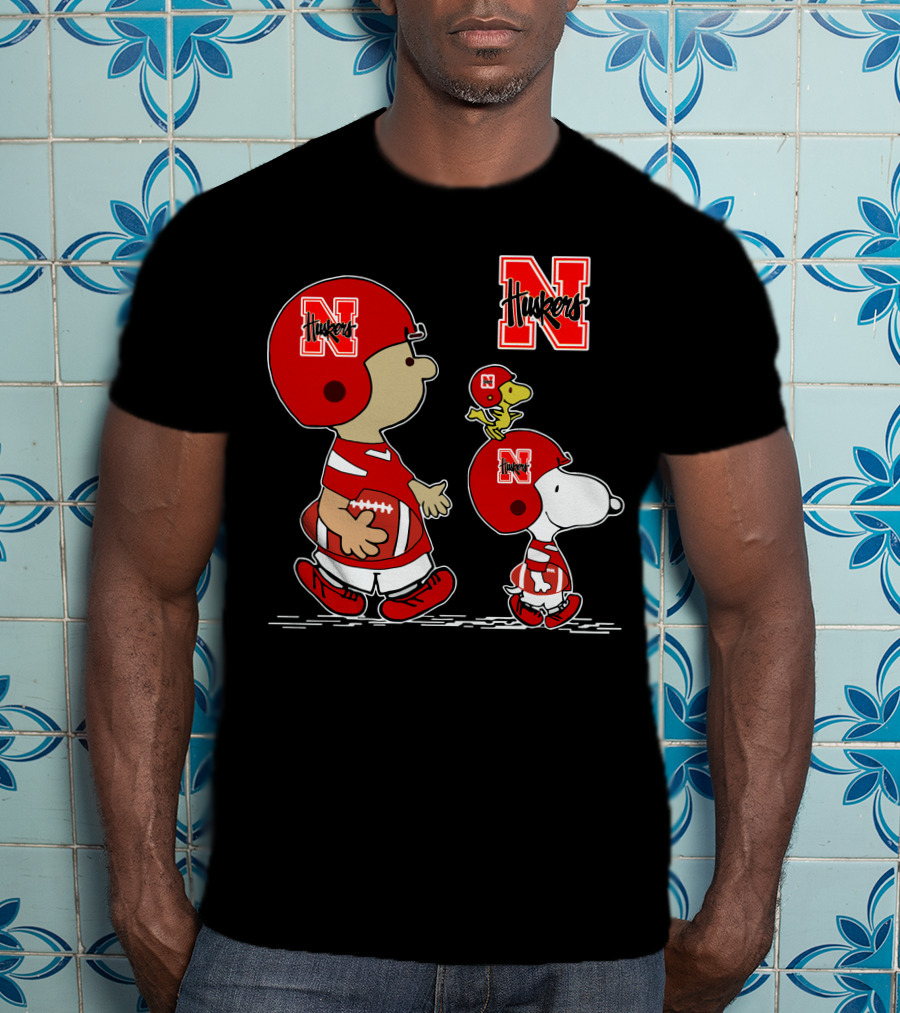 Nebraska Huskers Snoopy Woodstock Football Team Fan Gear T-Shirt