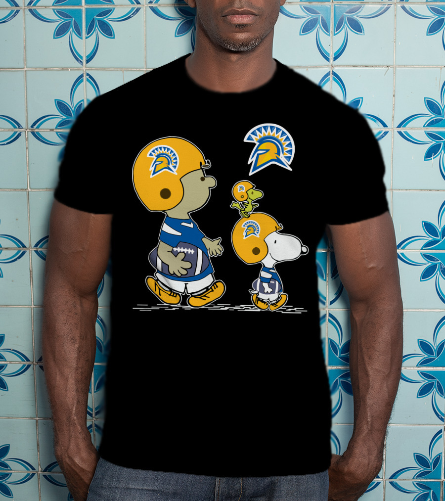 San Jose State Spartans Snoopy And Woodstock Football Helmet T-Shirt