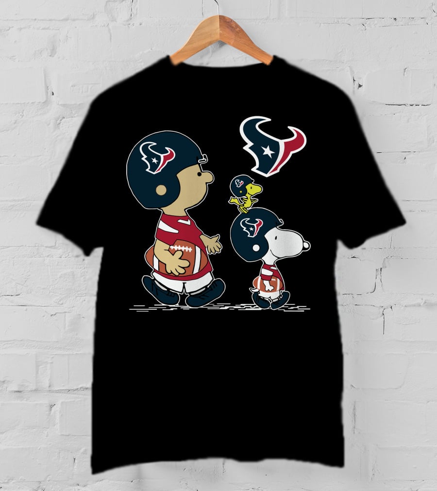 Snoopy Texans Football Charlie Brown Woodstock NFL Fan T-Shirt