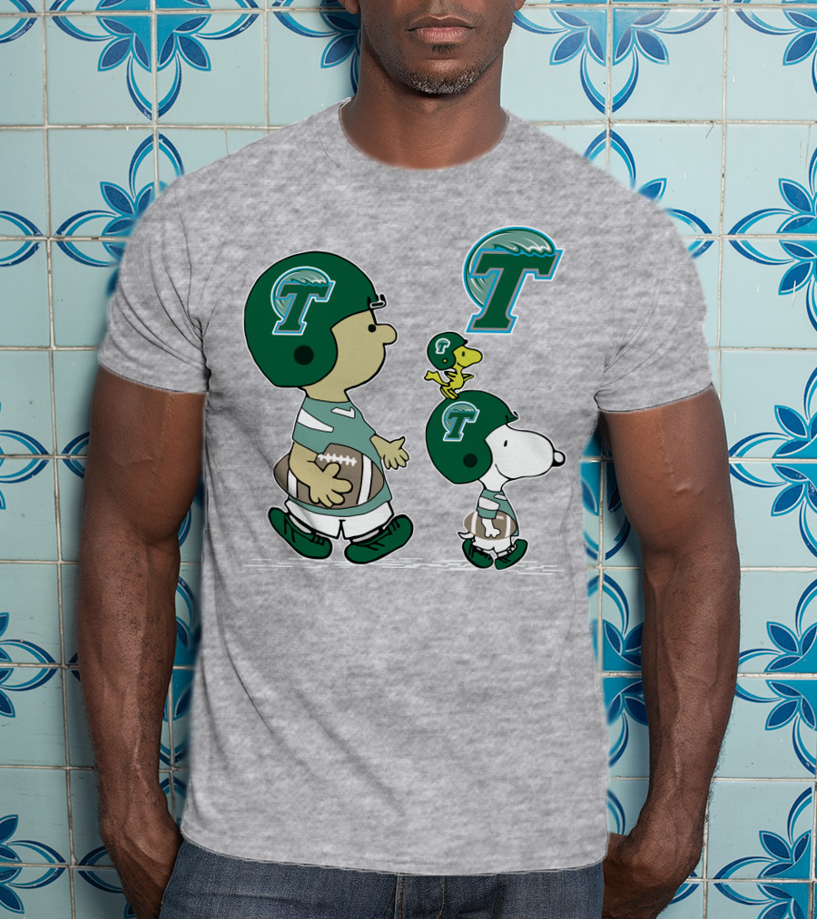 Tulane Football Snoopy And Woodstock Peanuts Characters T-Shirt