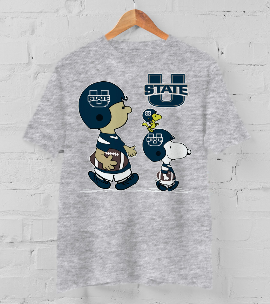 Utah State Football Snoopy And Woodstock Peanuts Characters T-Shirt
