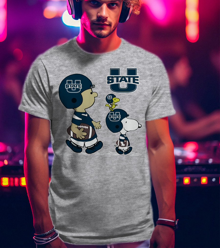 Utah State Football Snoopy And Woodstock Peanuts Characters T-Shirt