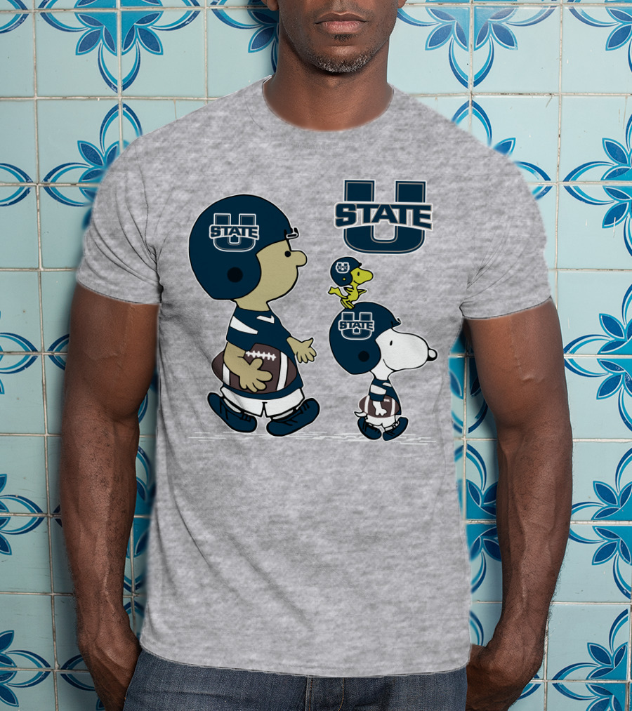 Utah State Football Snoopy And Woodstock Peanuts Characters T-Shirt