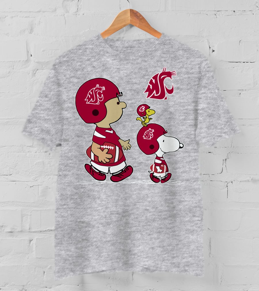 Washington State Cougars Snoopy Football Peanuts T-Shirt