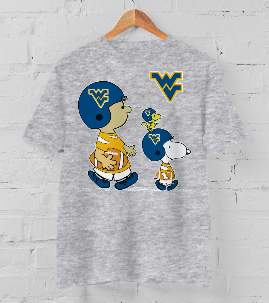 Snoopy WVU Football WV Logo Peanuts Charlie Brown Woodstock T-Shirt