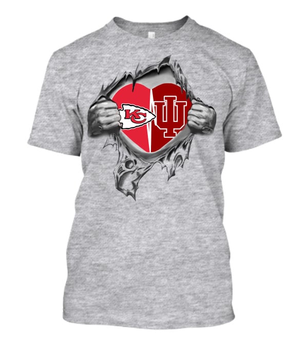 Kansas City Chiefs Indiana Hoosiers Heart T-Shirt