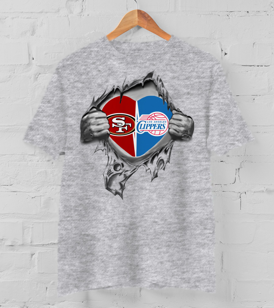 SF 49Ers Los Angeles Clippers Heart T-Shirt
