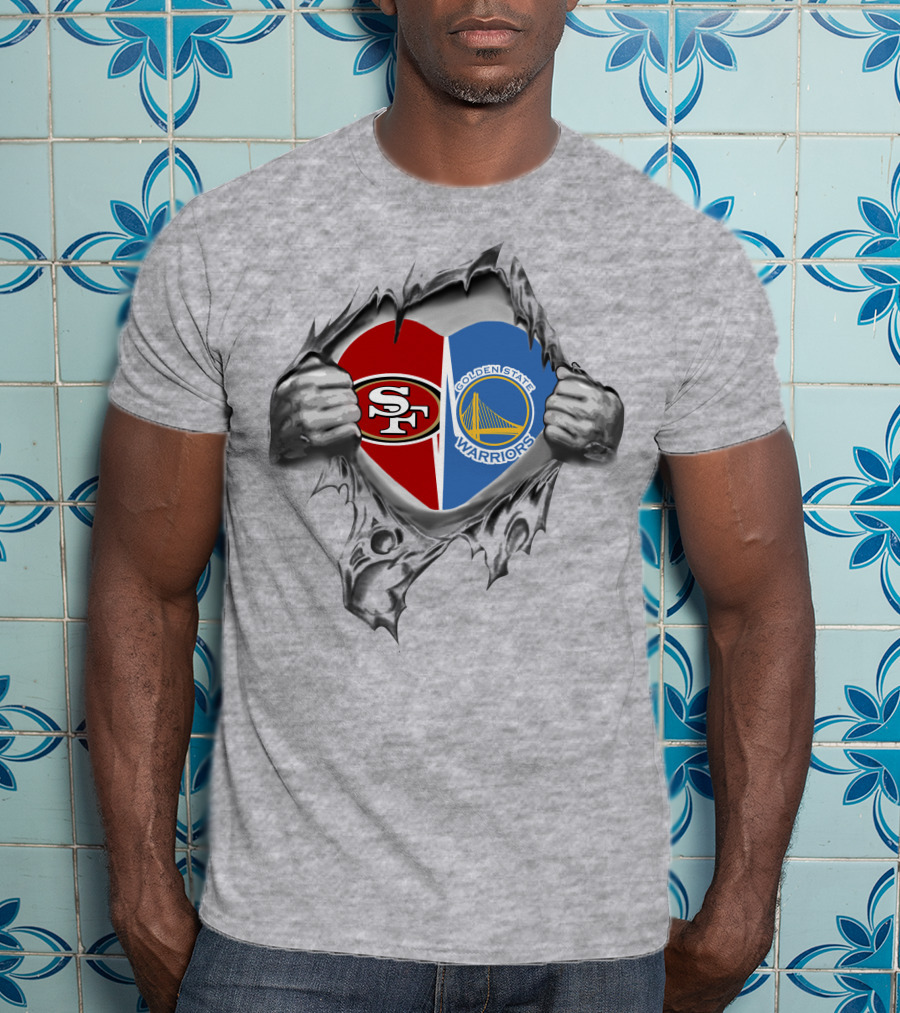 SF 49ers Golden State Warriors Heart Logo With Hands T-Shirt