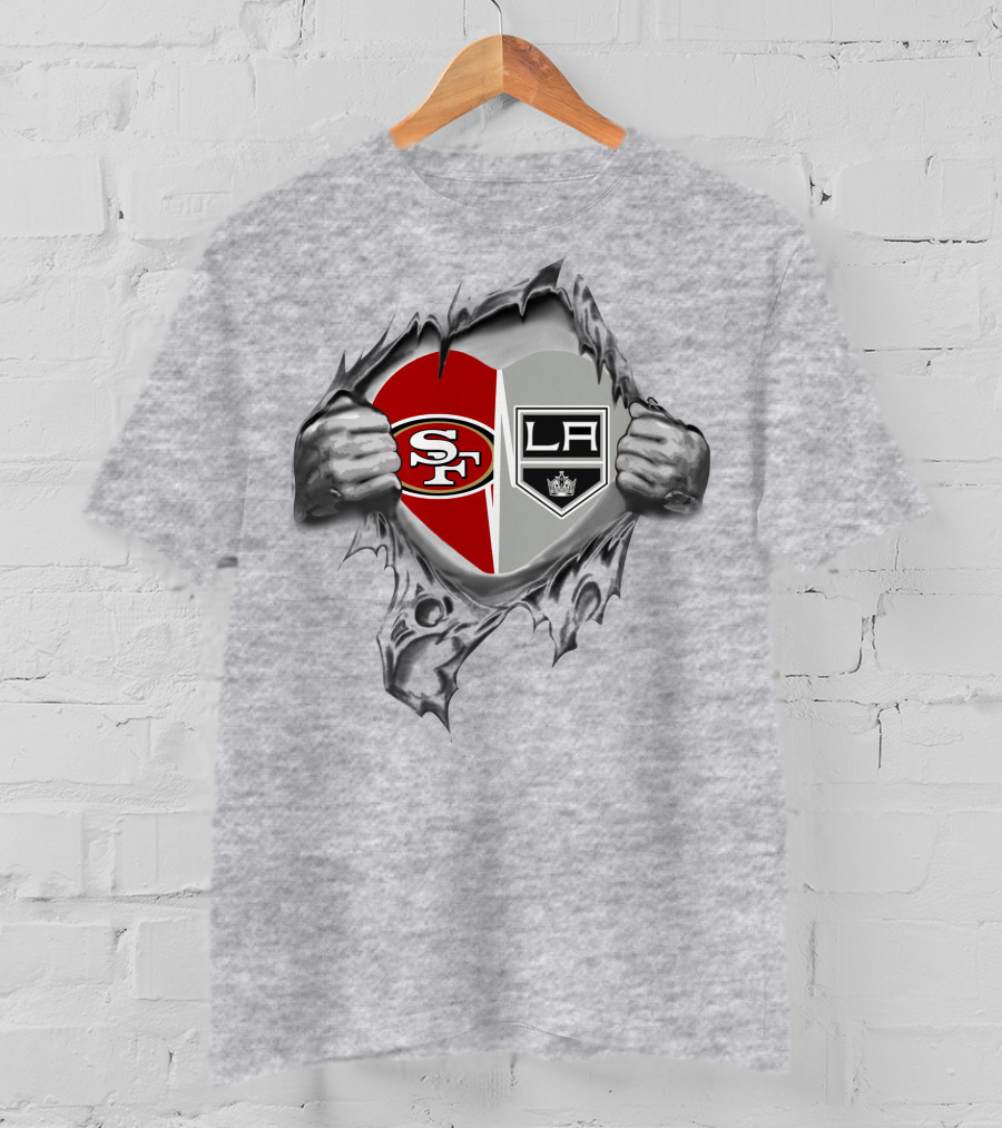 SF 49ers Los Angeles Kings Heart T-Shirt
