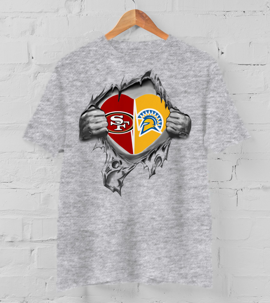 Sf 49Ers San Jose State Spartans Heart Torn Open T-Shirt