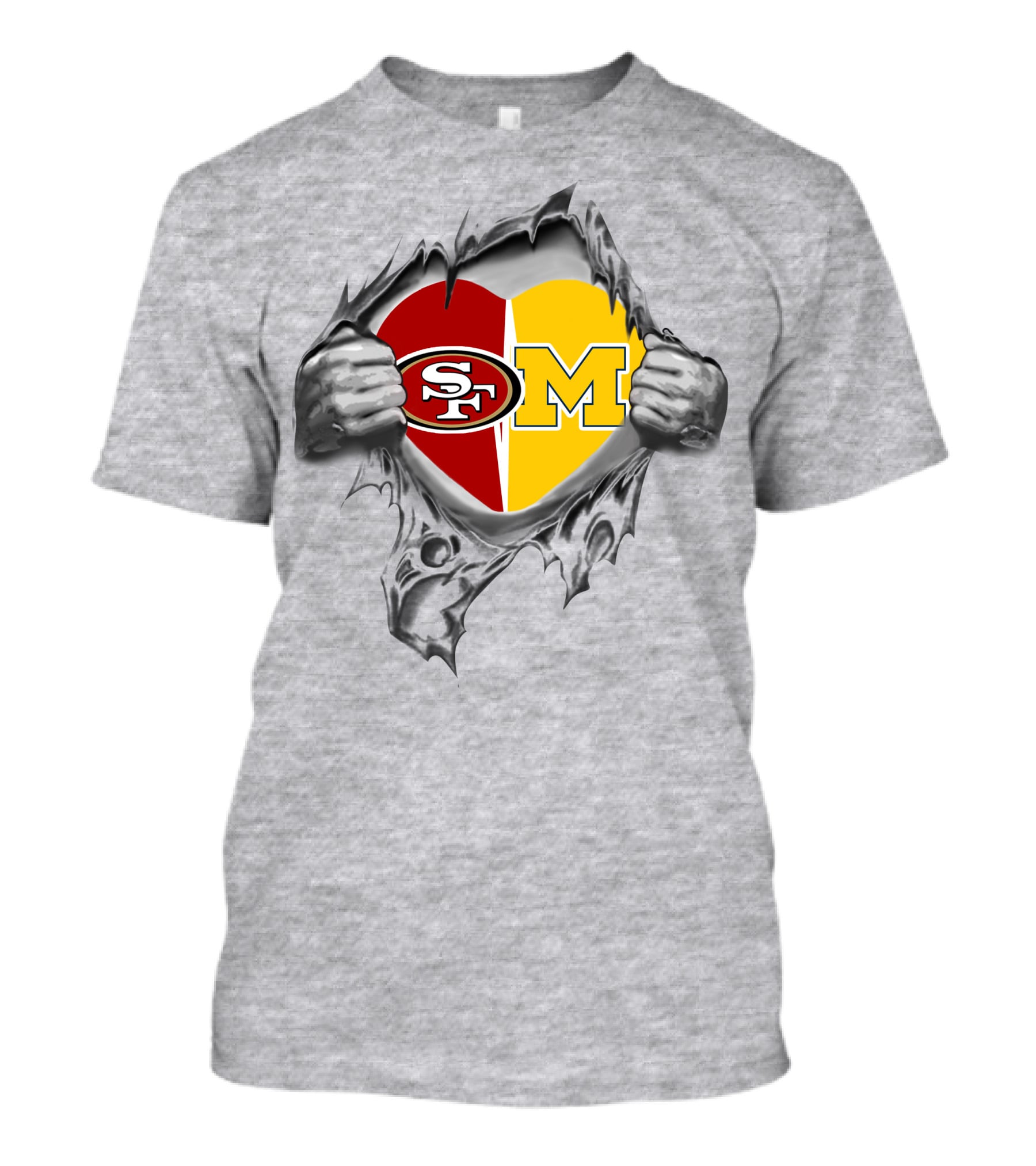 49ers Michigan Wolverines Heart Logo SF M T-Shirt