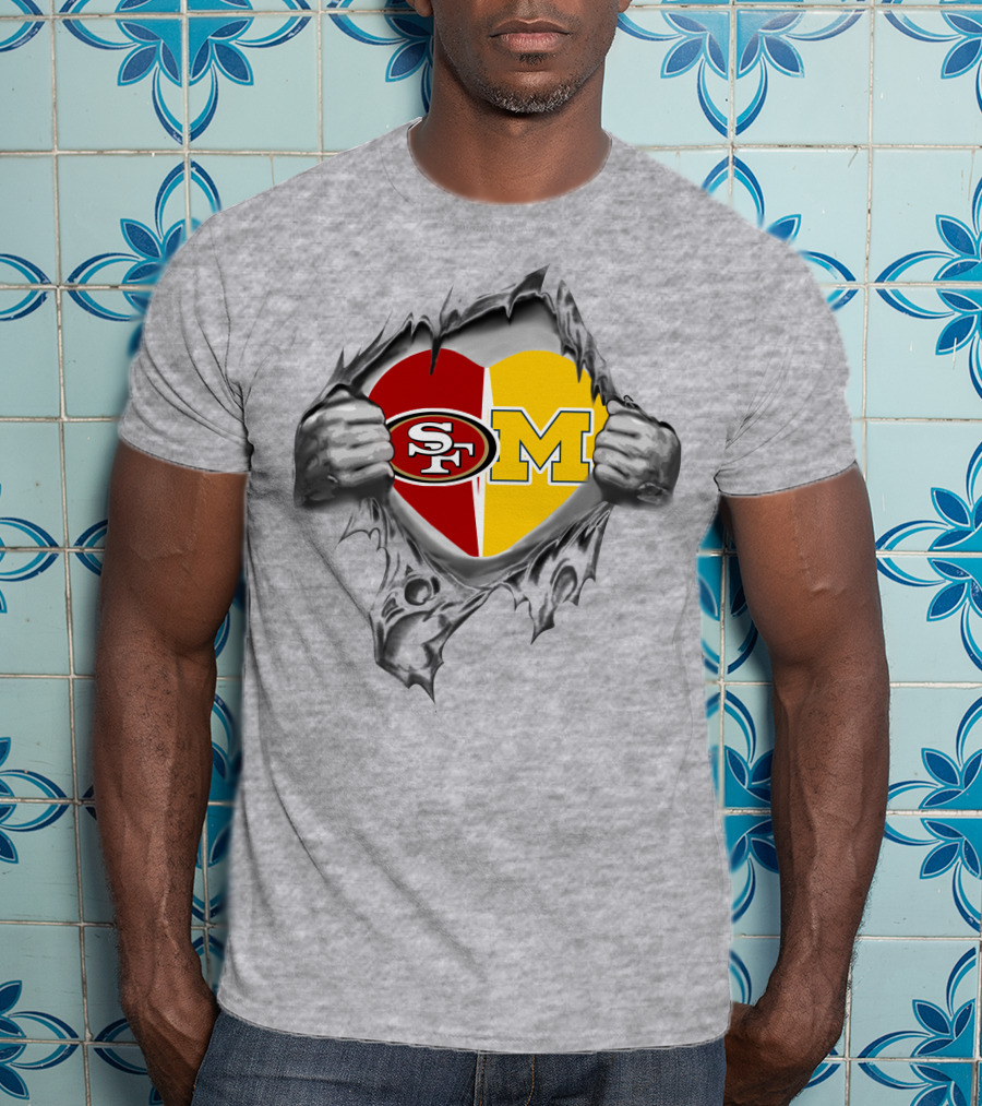 49ers Michigan Wolverines Heart Logo SF M T-Shirt