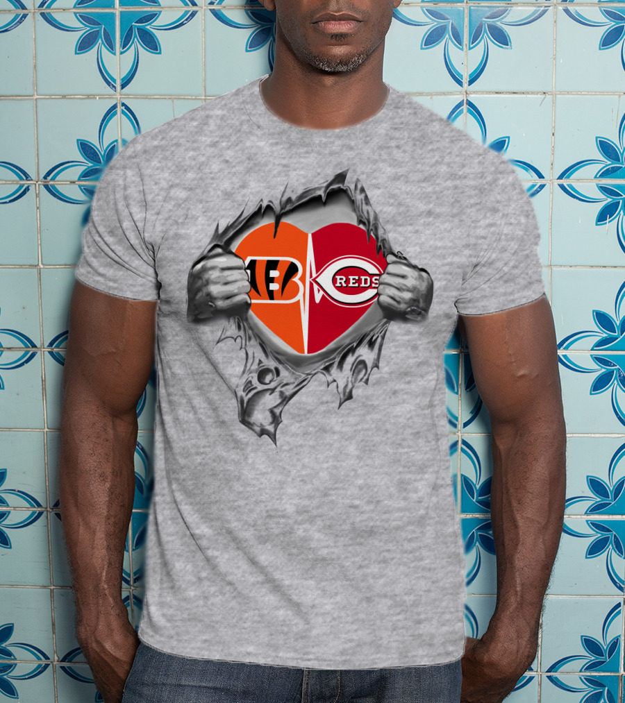 Bengals Reds Heart Cincinnati Sports Fan Passion T-Shirt