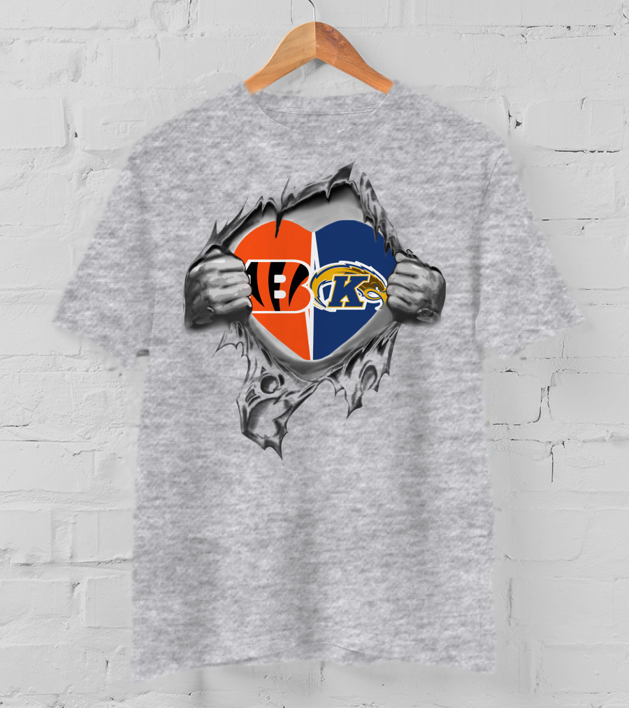 Bengals Kent State Golden Flashes Heart T-Shirt