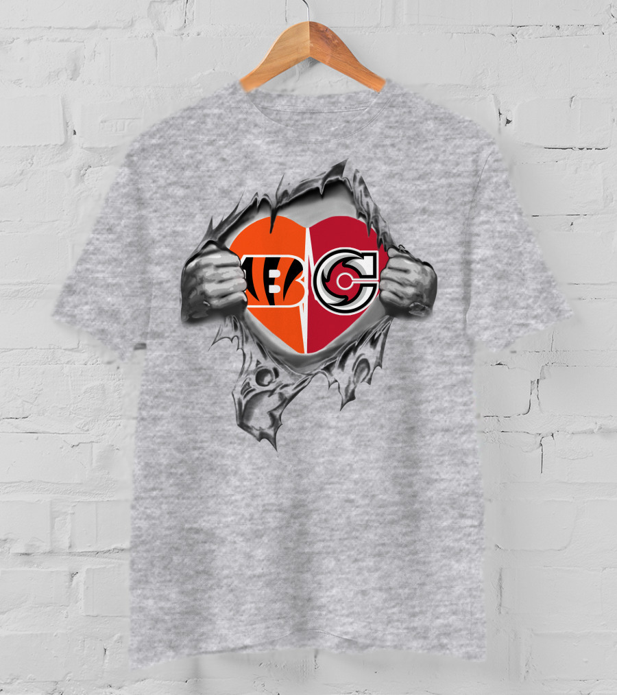 Bengals Cyclones Logo Heart Split T-Shirt