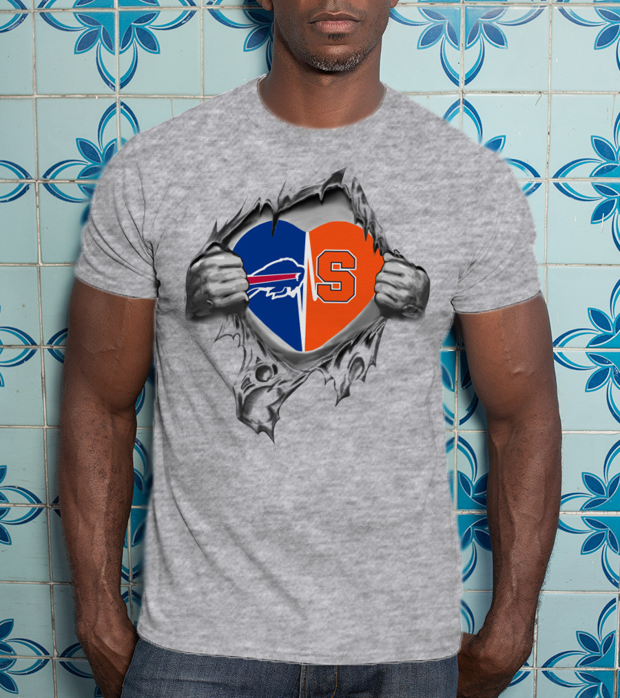 Buffalo Bills Syracuse Orange Heart Symbol Fusion T-Shirt