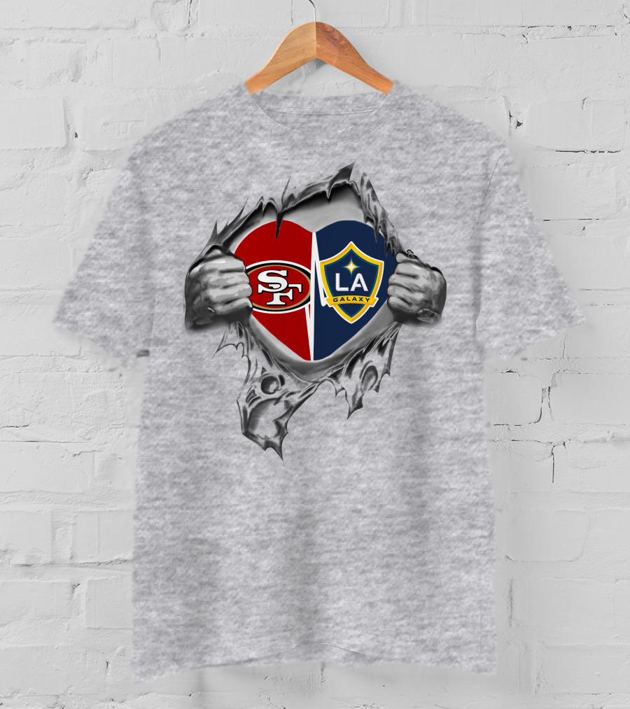 SF 49ers LA Galaxy Heart Symbol With Sports T-Shirt