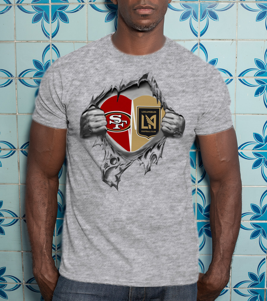 SF 49Ers Los Angeles FC Heart And Hands T-Shirt