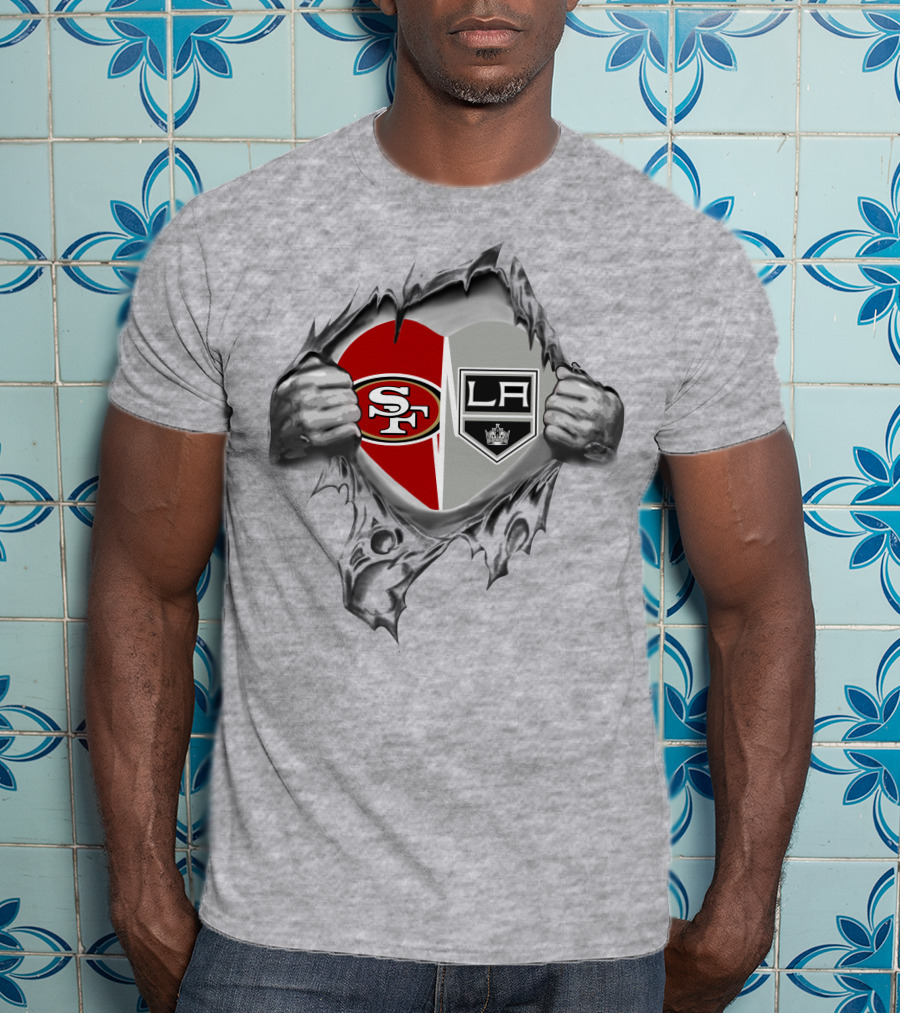 SF 49ers Los Angeles Kings Heart Inside T-Shirt