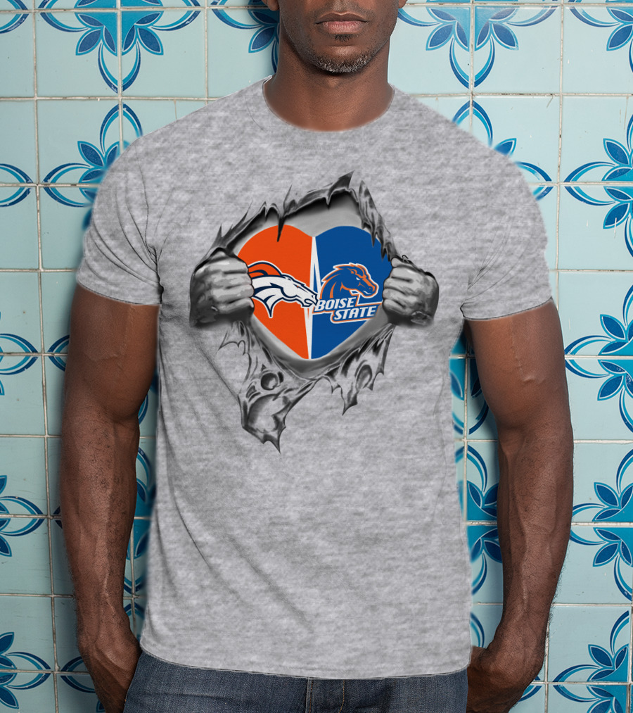 Broncos Boise State Heart Dual T-Shirt