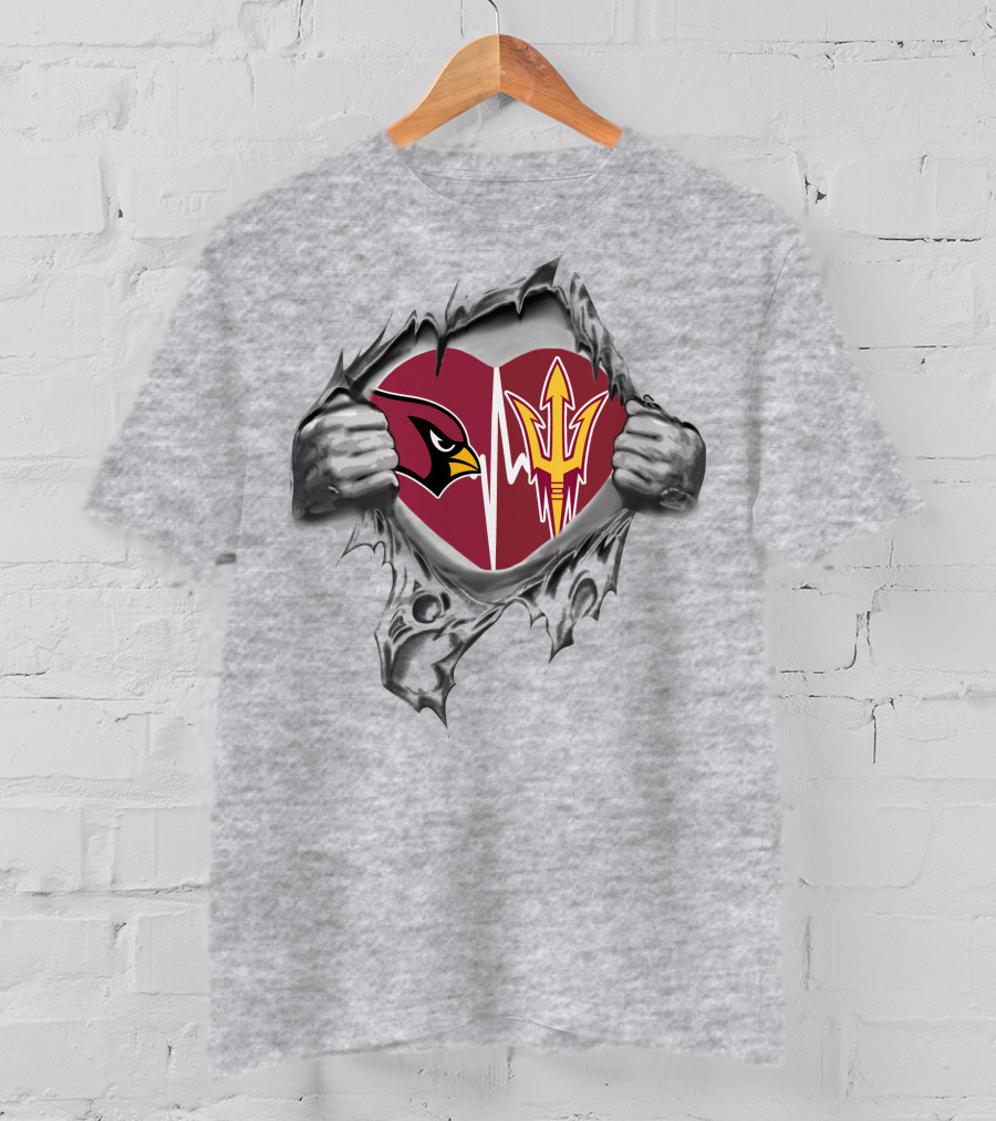 Cardinals Sun Devils Heart Logo Burst T-Shirt